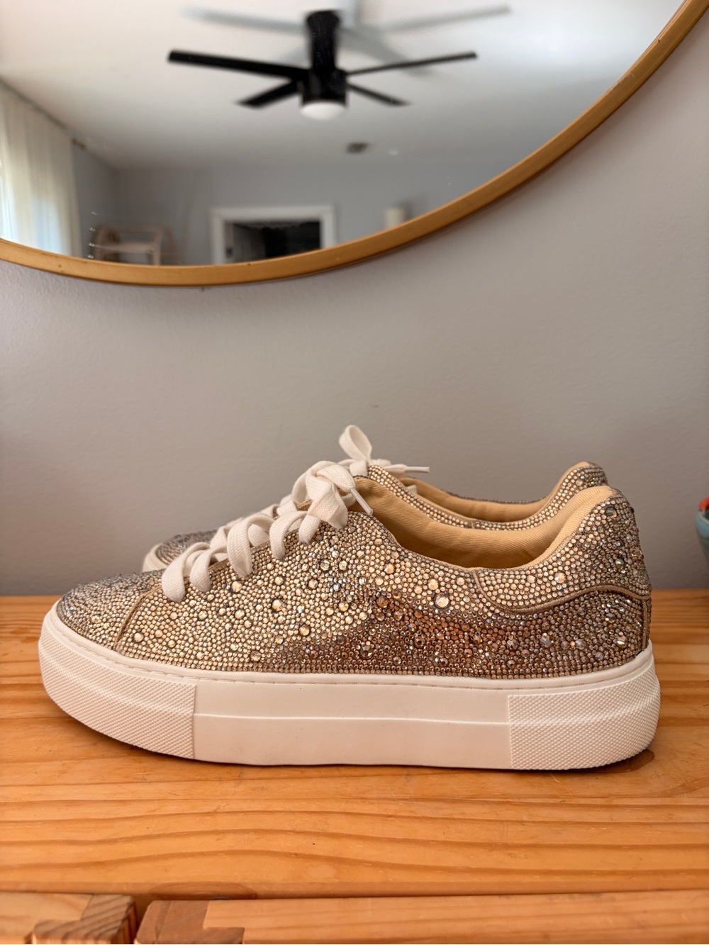 Betsy Johnson Sparkle Platform Sneakers in Champagne/Gold